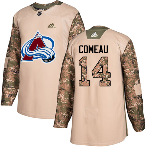 Adidas Avalanche #14 Blake Comeau Camo Authentic Veterans Day Stitched NHL Jersey - Click Image to Close